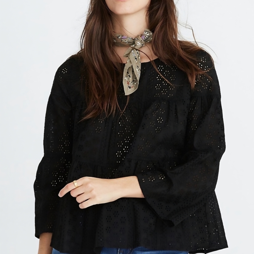 Madewell Black Eyelet Women's Blouse